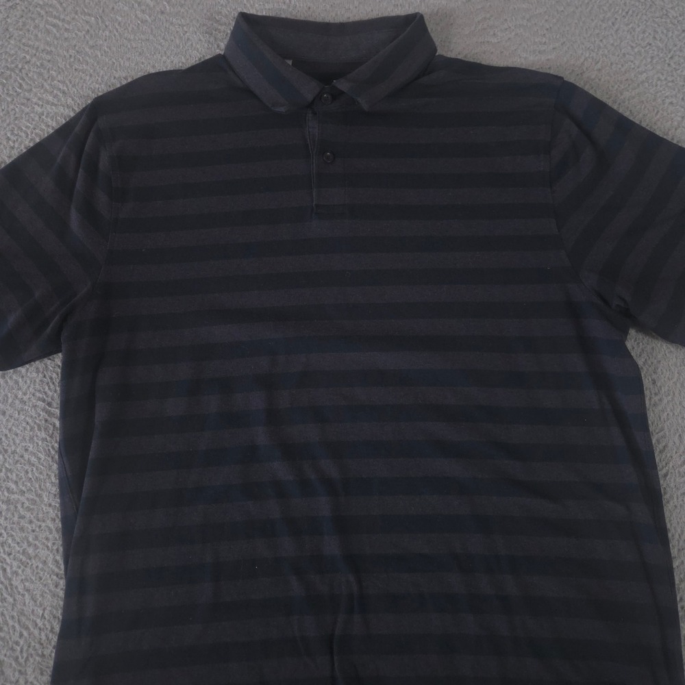 Under Armour Polo Shirt Mens XL Black Scramble Stripe Charged Cotton Performance